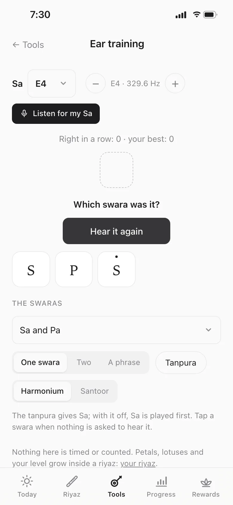 Ear training in the Meend app